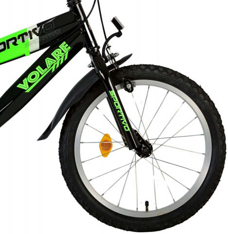 Bicicleta pentru baieti Volare Sportivo, 18 inch, culoare verde neon / negru, frana de mana fata - spate [6]