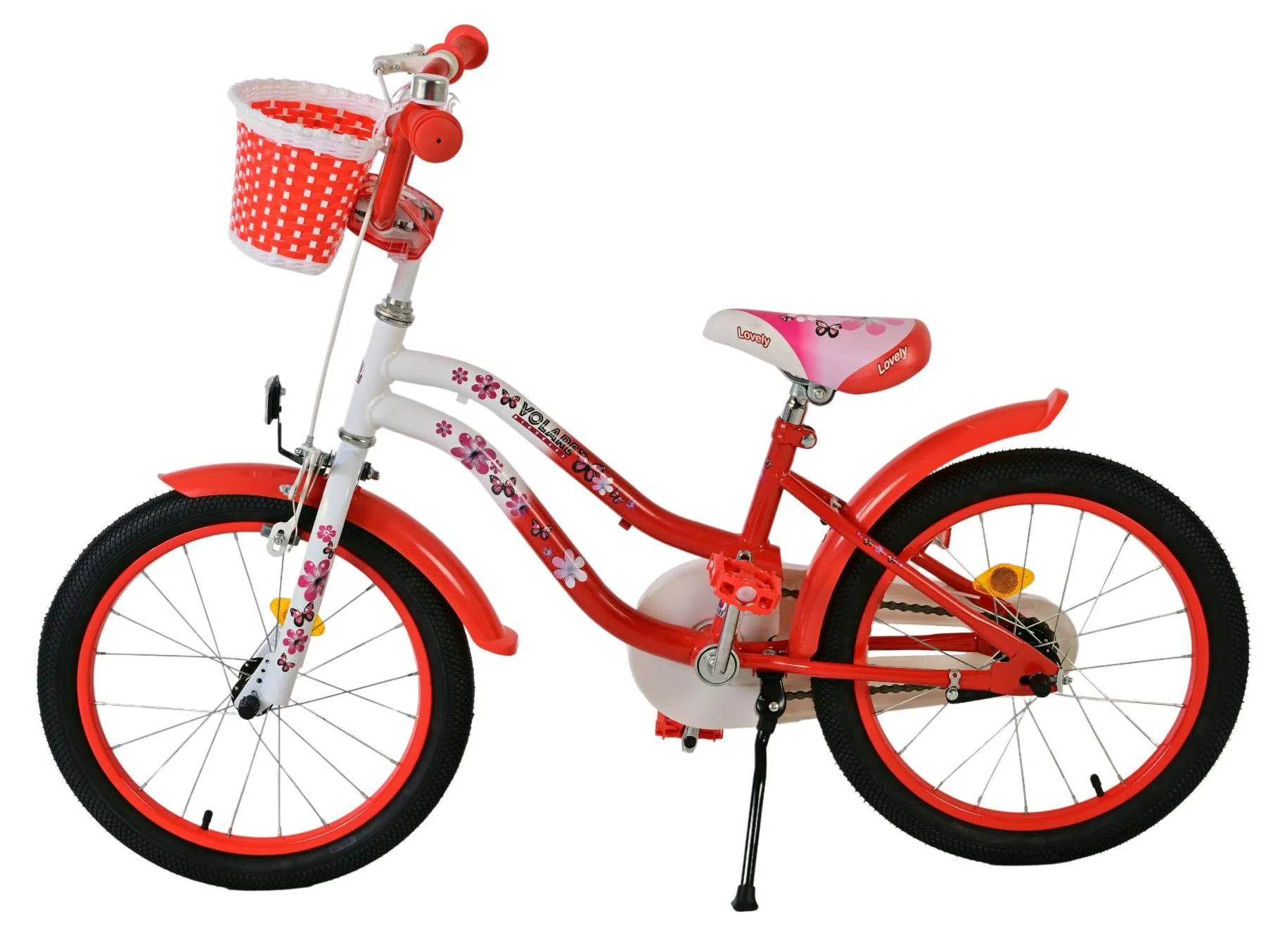Bicicletă Volare Lovely pentru copii - Fete - 18 inch - Roșu Alb [6]