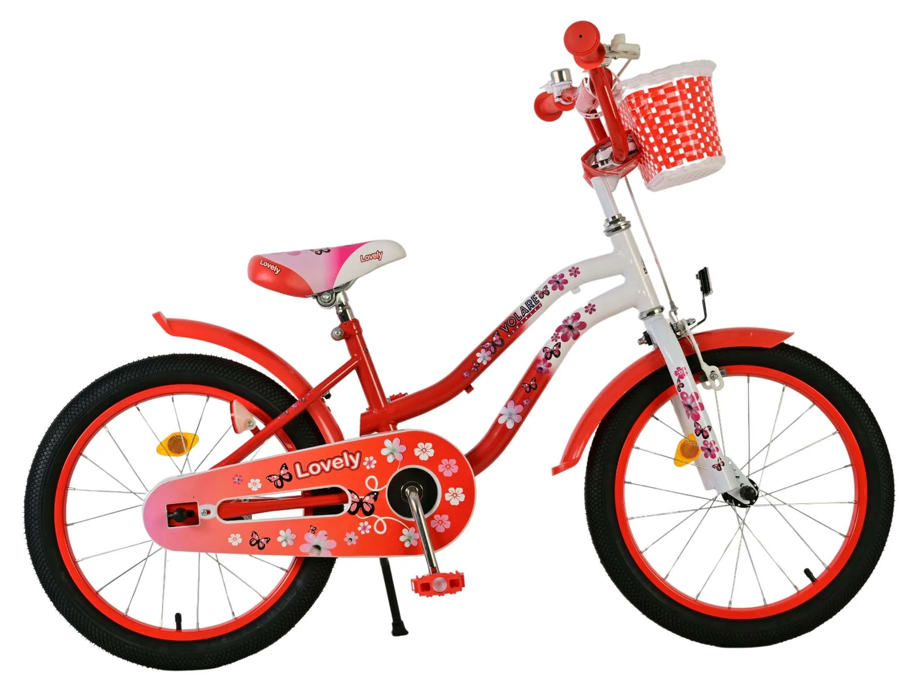 Biciclete - Bicicletă Volare Lovely pentru copii - Fete - 18 inch - Roșu Alb