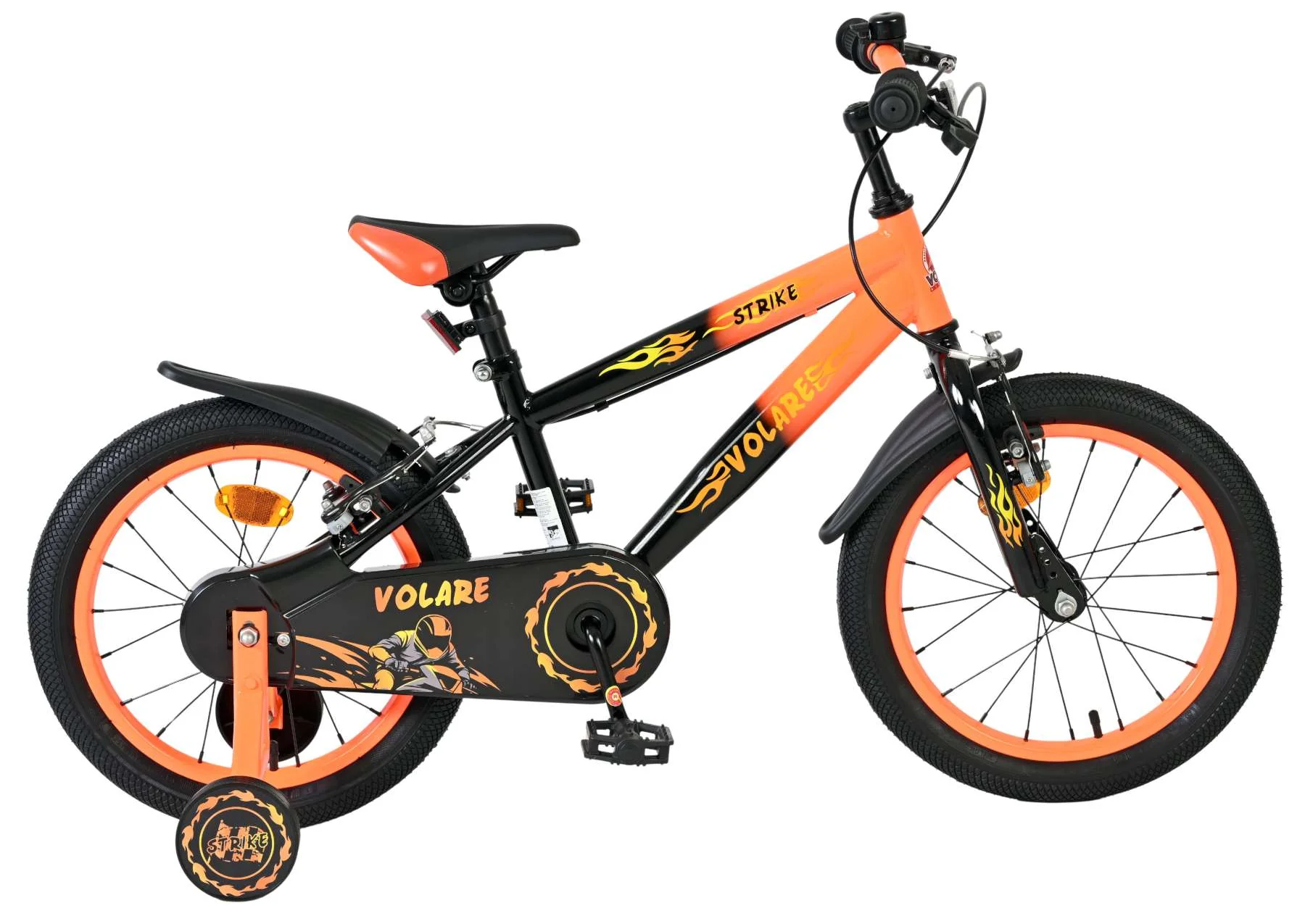 Biciclete - Bicicleta pentru copii Volare Strike - Băieți - 16 inch - Negru Portocaliu - Frâne cu două mâini