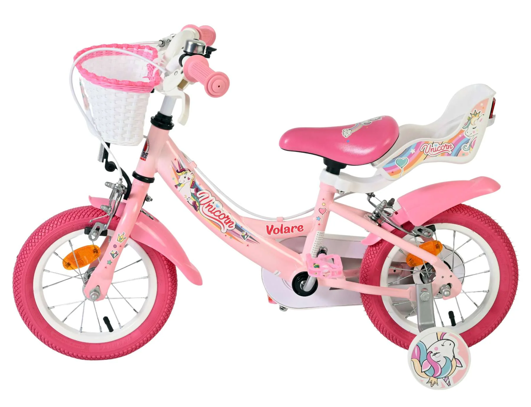Bicicleta pentru copii Volare Unicorn - Fete - 12 inch - Roz - Frâne cu două mâini [6]