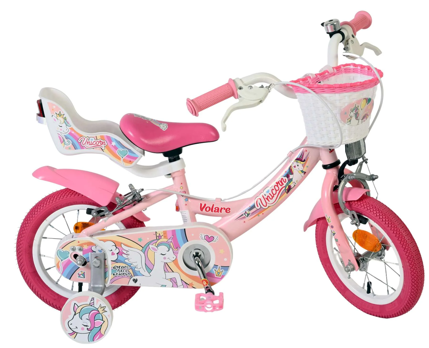 Bicicleta pentru copii Volare Unicorn - Fete - 12 inch - Roz - Frâne cu două mâini [9]