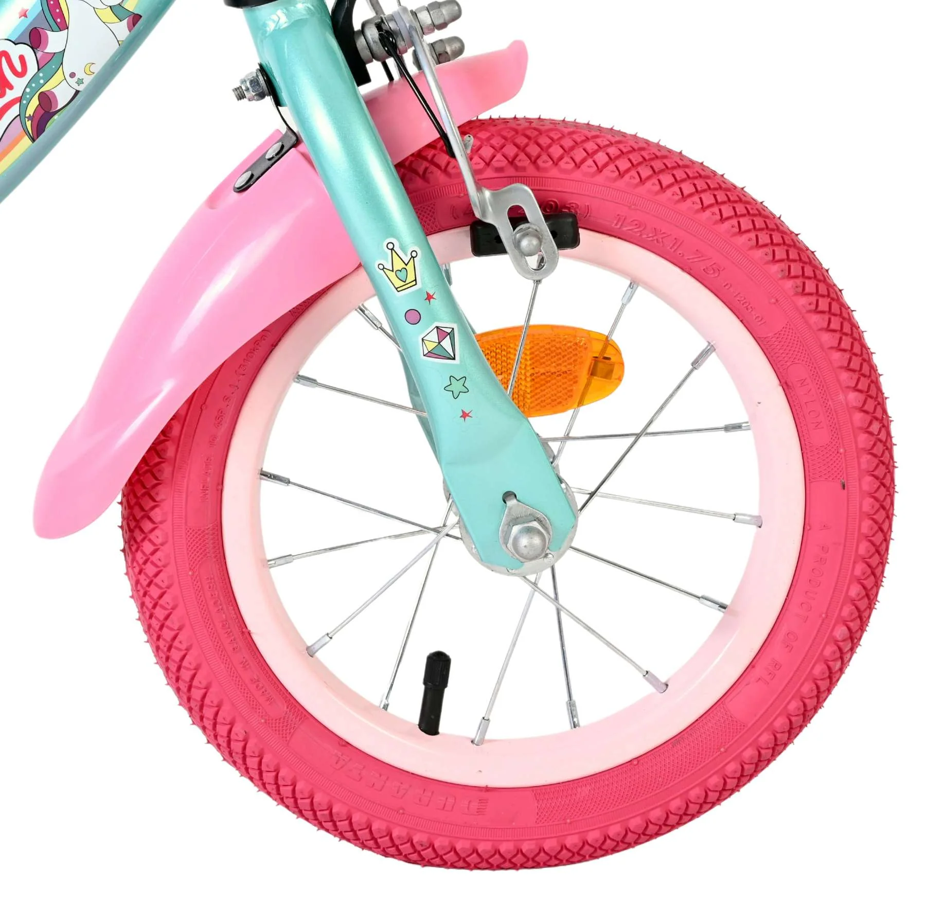 Bicicleta pentru copii Volare Unicorn - Fete - 12 inch - Verde - Frâne cu două mâini [2]
