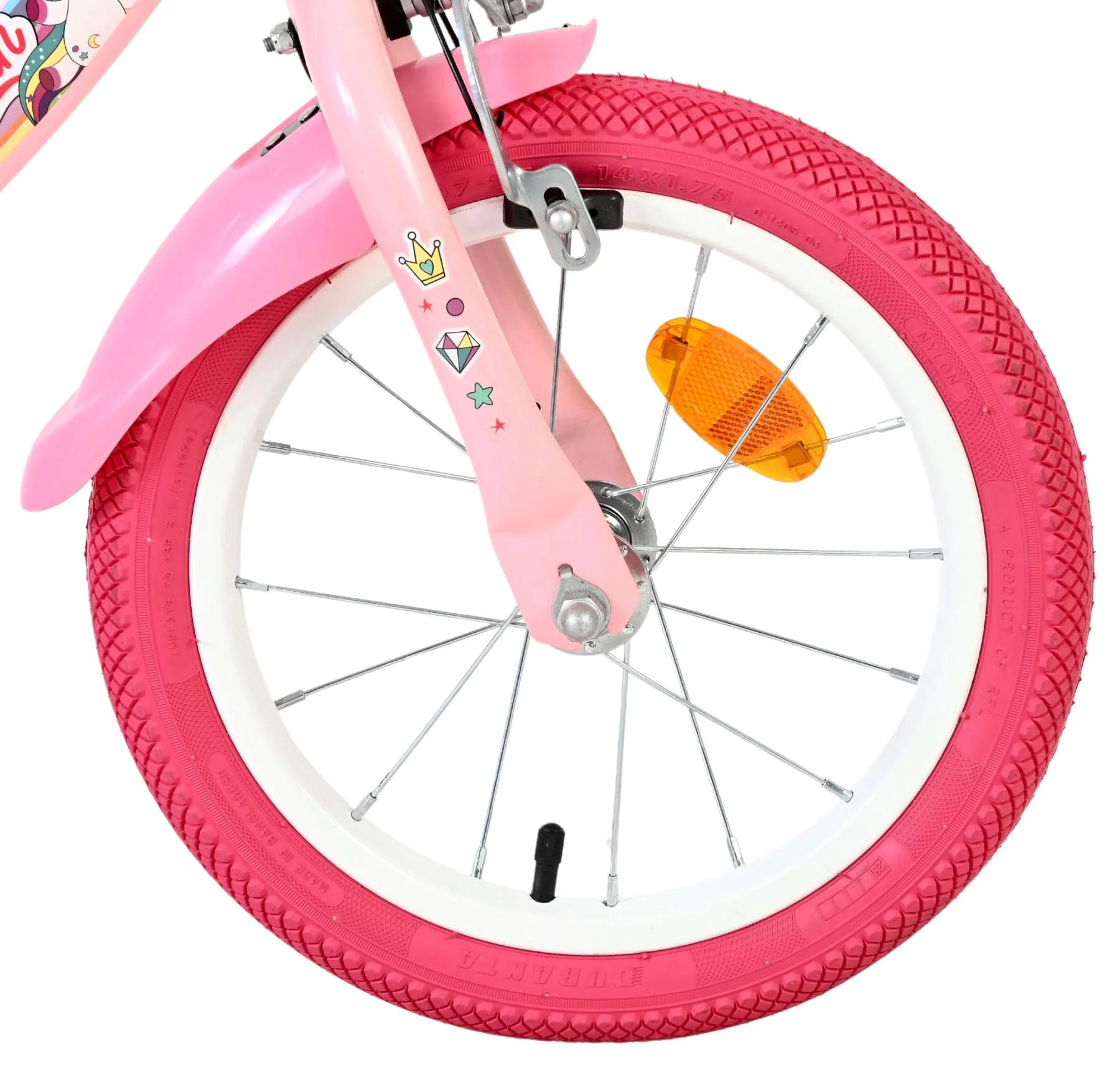 Bicicleta pentru copii Volare Unicorn - Fete - 14 inch - Roz - Frâne cu două mâini [2]