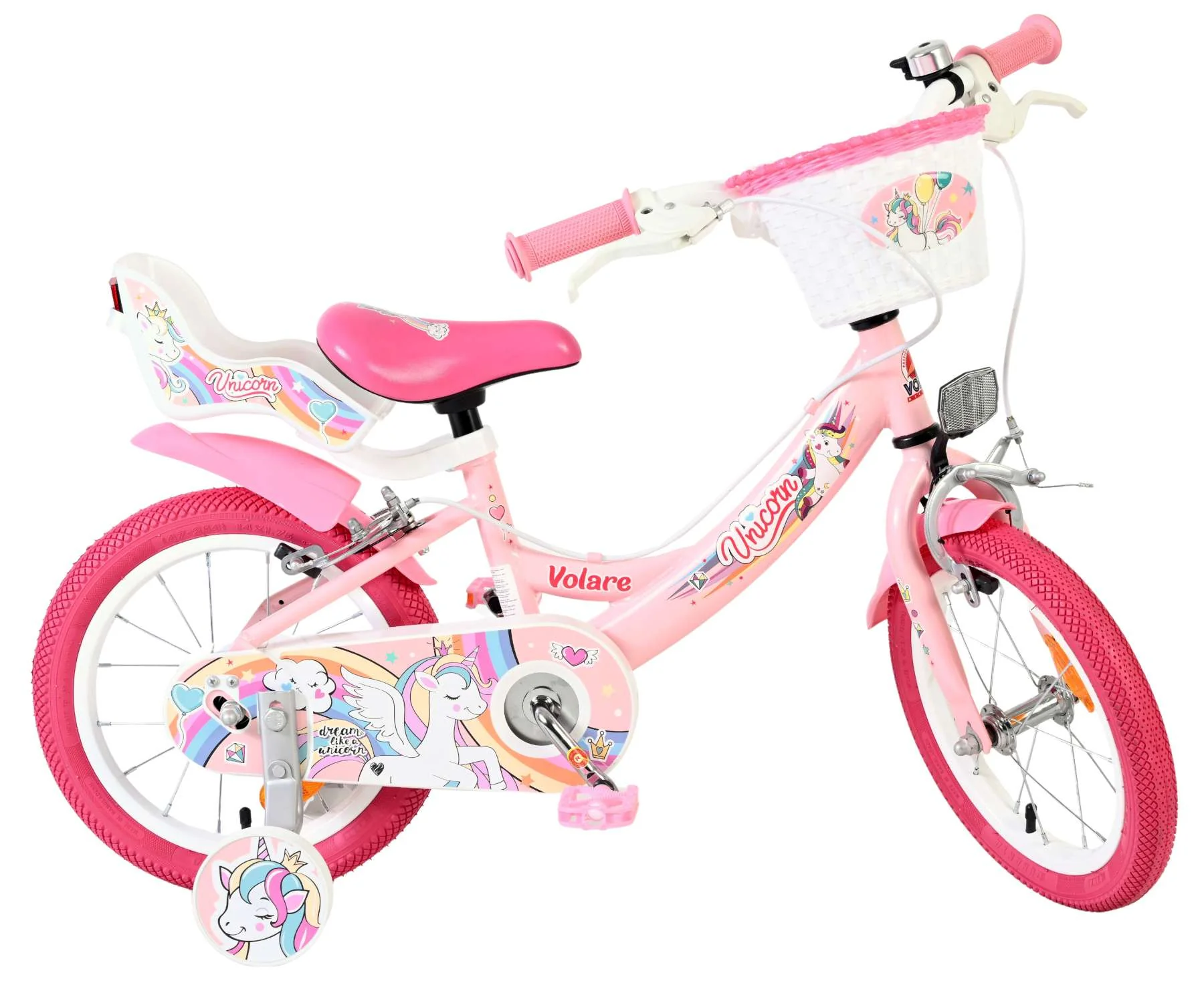 Bicicleta pentru copii Volare Unicorn - Fete - 14 inch - Roz - Frâne cu două mâini [9]