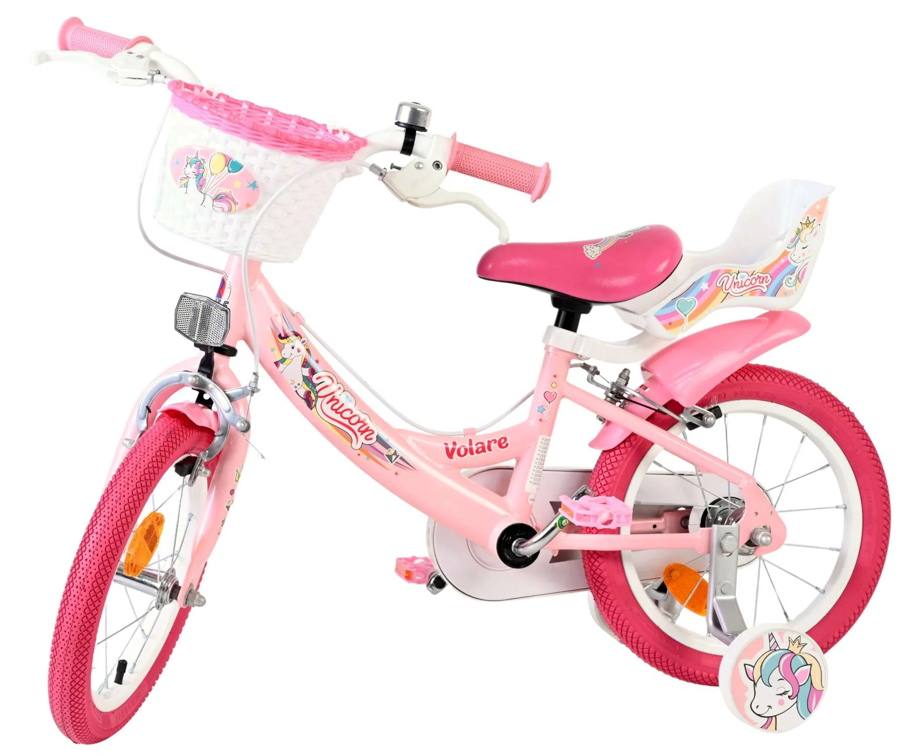 Bicicleta pentru copii Volare Unicorn - Fete - 14 inch - Roz - Frâne cu două mâini [7]