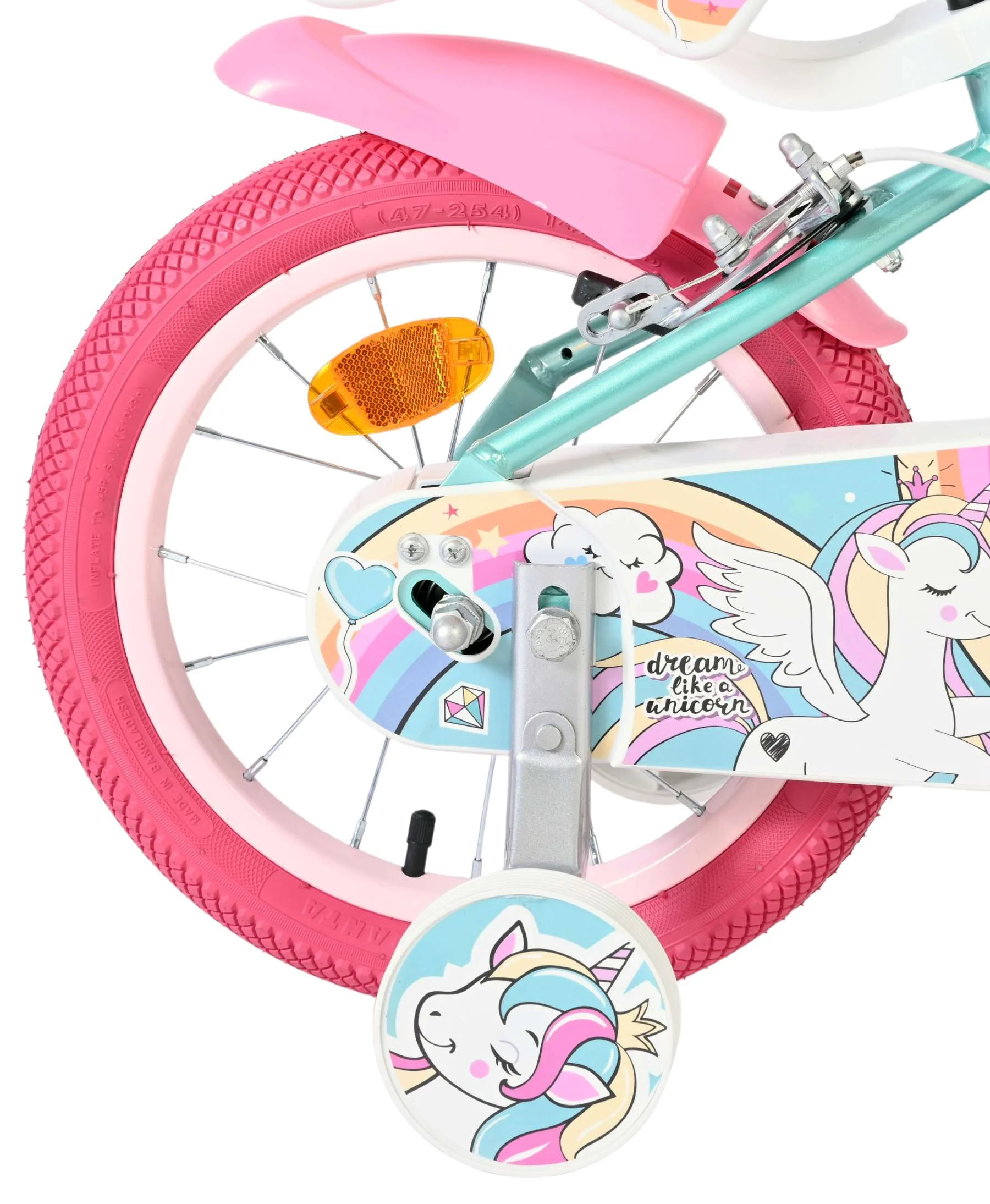 Bicicleta pentru copii Volare Unicorn - Fete - 14 inch - Verde - Frâne cu două mâini [1]