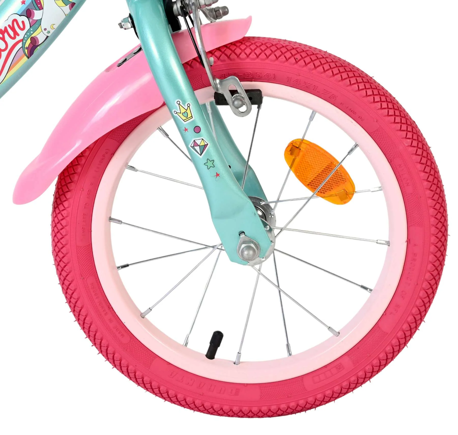 Bicicleta pentru copii Volare Unicorn - Fete - 14 inch - Verde - Frâne cu două mâini [2]