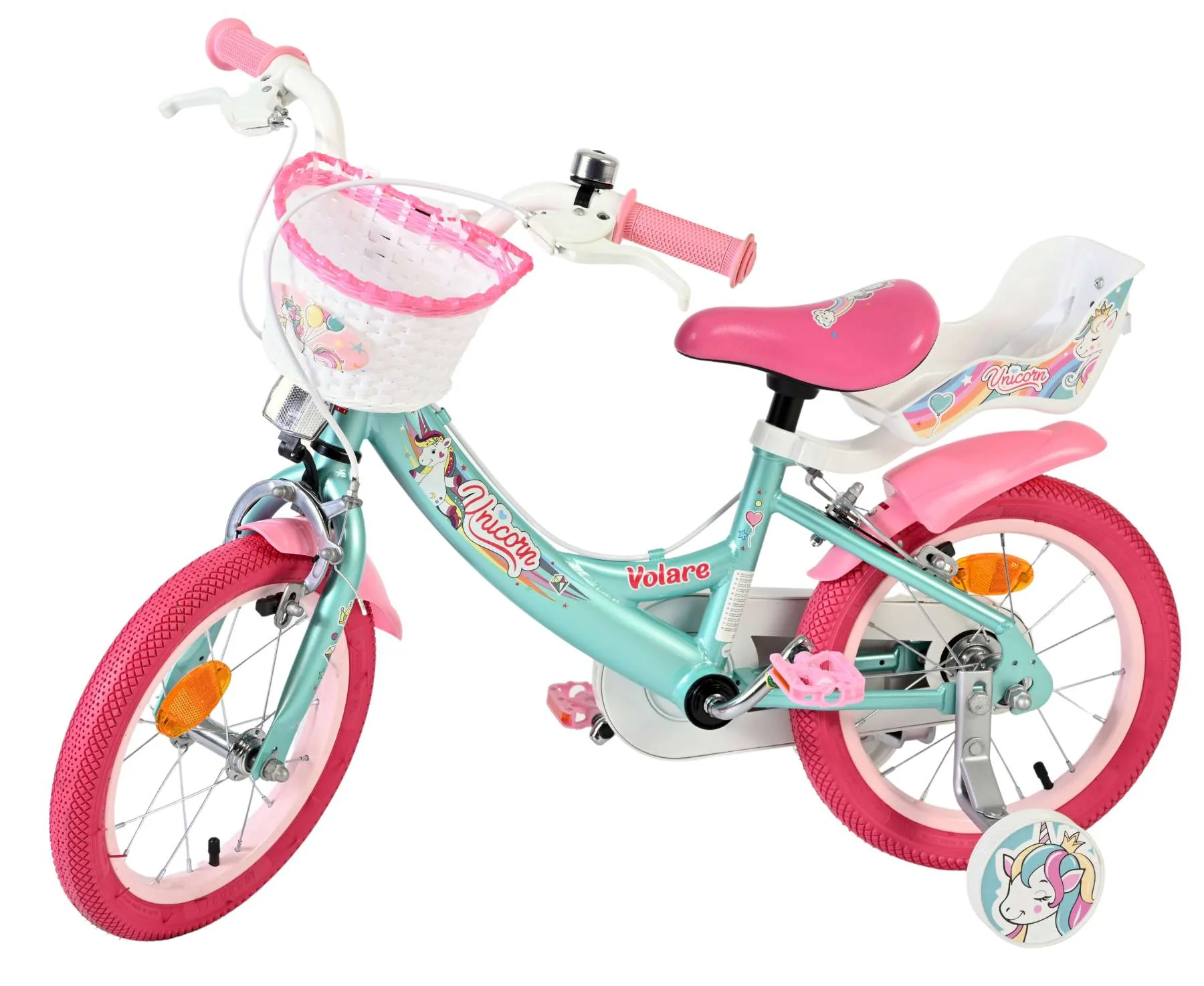 Bicicleta pentru copii Volare Unicorn - Fete - 14 inch - Verde - Frâne cu două mâini [7]