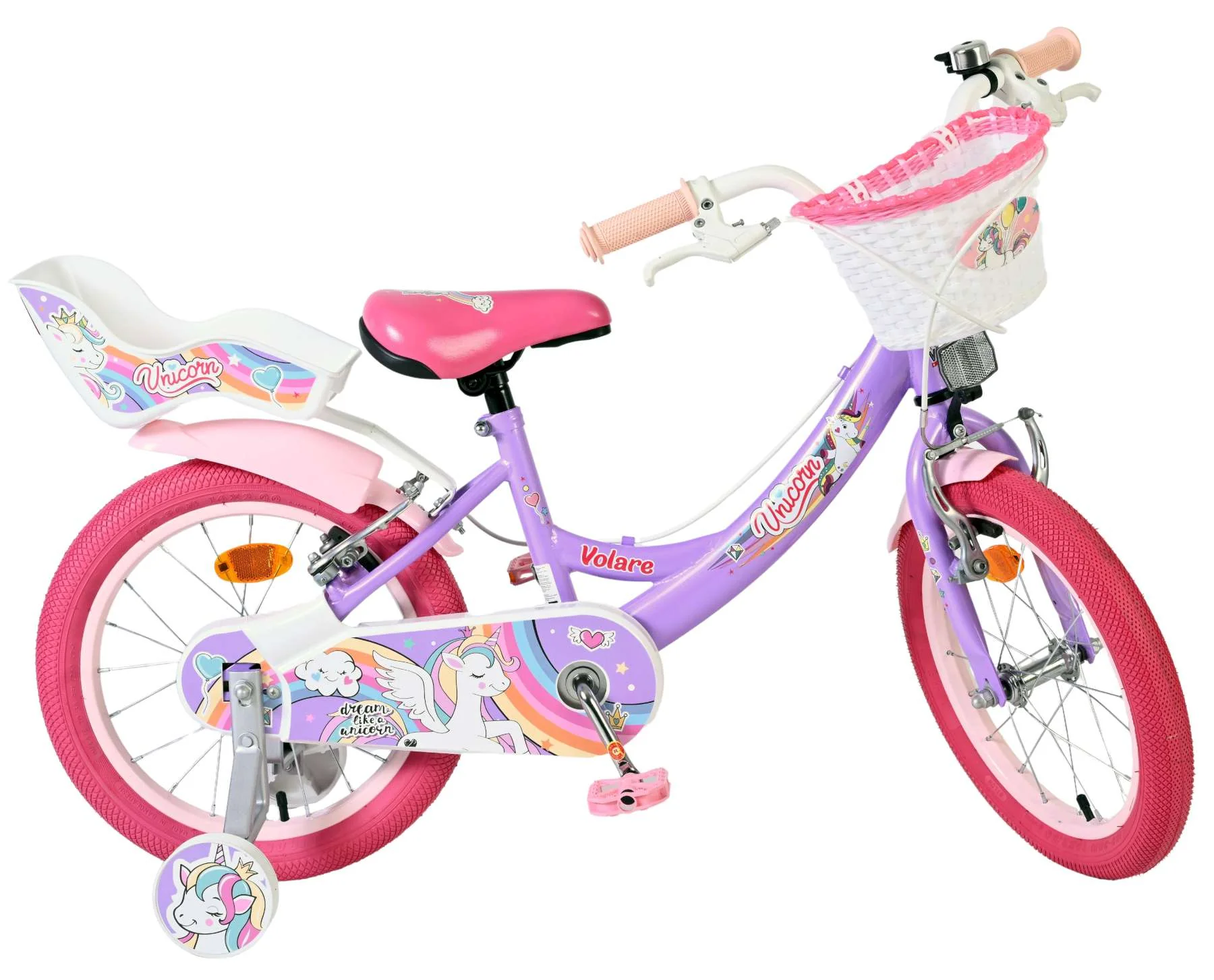 Bicicleta pentru copii Volare Unicorn - Fete - 16 inch - Violet - Frâne cu două mâini [9]