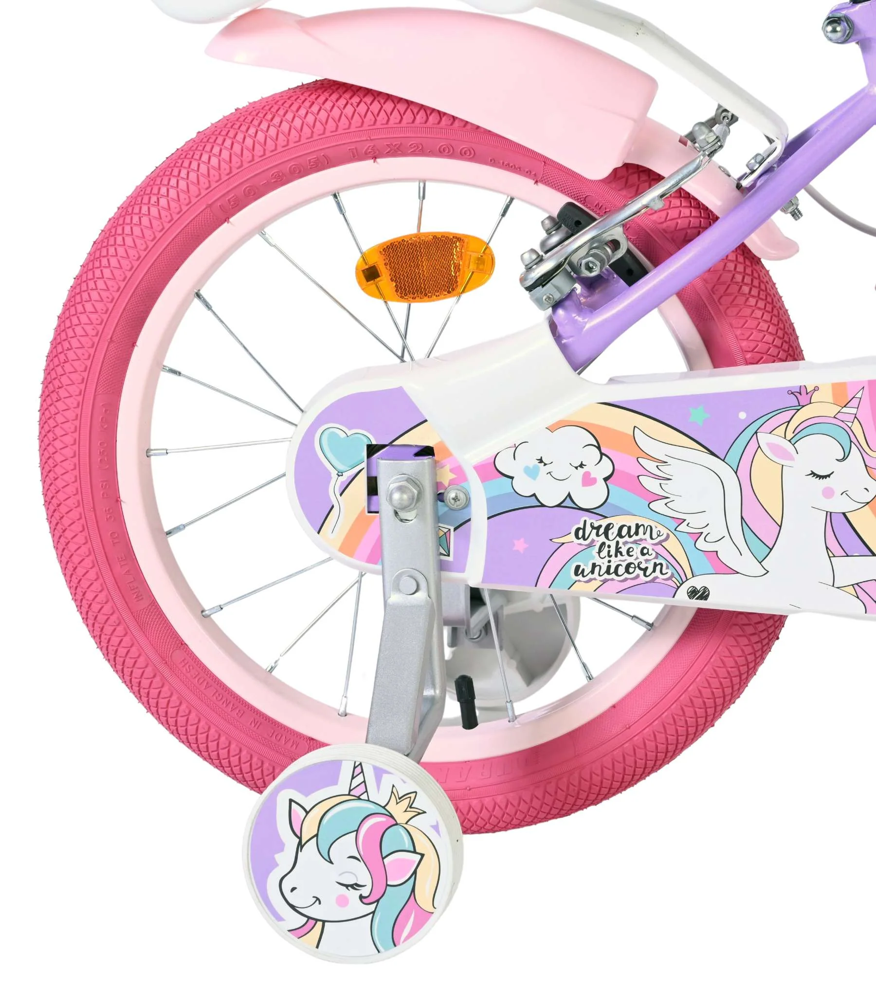 Bicicleta pentru copii Volare Unicorn - Fete - 16 inch - Violet - Frâne cu două mâini [1]