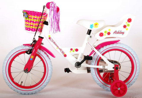 Bicicleta pentru fete Ashley, 14 inch, culoare alb/roz, frana de mana + contra [11]