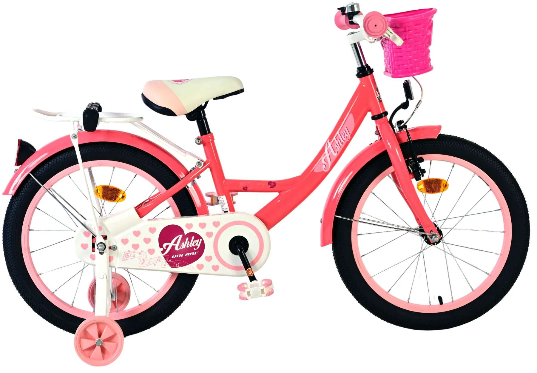 Biciclete - Bicicleta pentru fete Ashley, 18 inch, culoare roz, frana de mana + contra