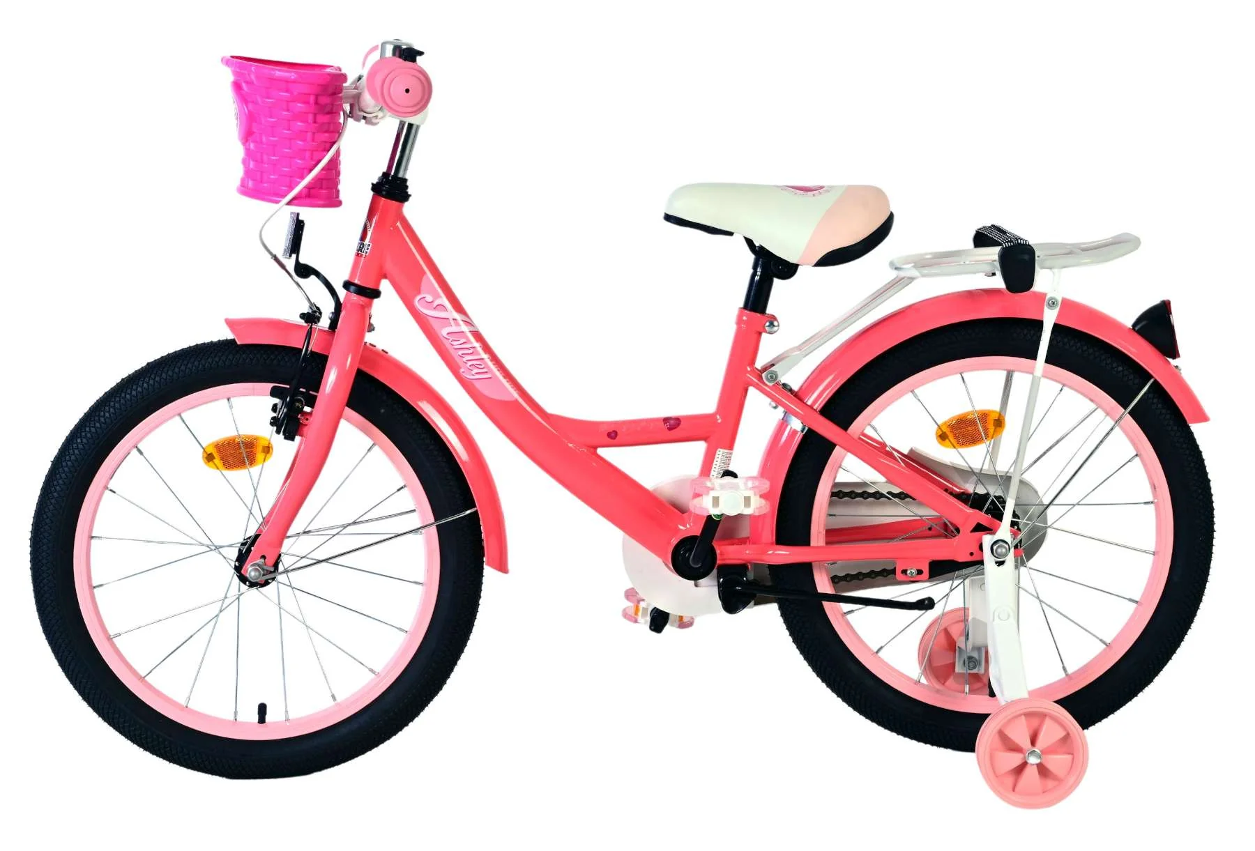 Bicicleta pentru fete Ashley, 18 inch, culoare roz, frana de mana + contra [1]