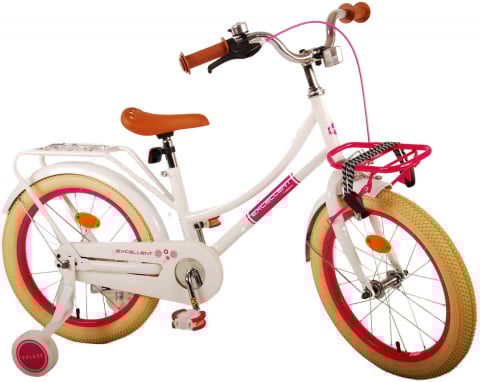 Biciclete - Bicicleta pentru fete Volare Excellent, 18 inch, culoare alb, frana de mana fata si frana contra spate