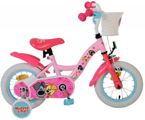 Biciclete - Bicicleta pentru fete Woezel & Pip, 12 inch, culoare roz, frana de mana fata si contra spate