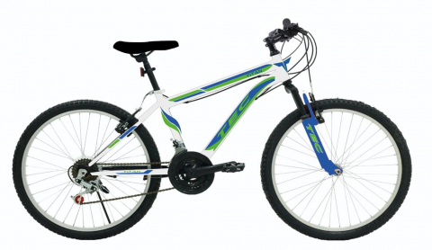 Mountain Bike - Bicicleta Tec Titan suspensie fata, roata 26", culoare alb/albastru