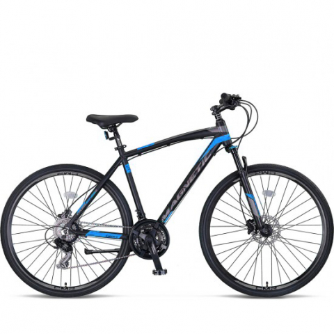 Biciclete - Bicicleta Trekking Umit Magnetic M-460-21-SHIM, culoare gri/albastru, roata 28", cadru aluminiu, frana disc