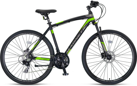 Trekking - Bicicleta Trekking Umit Magnetic M-510-21-SHIM,  negru/verde, roata 28", cadru aluminiu,frana Hidraulica, 2026
