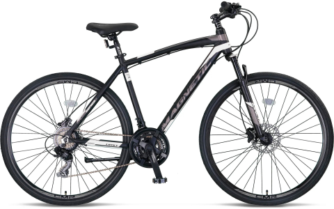 Trekking - Bicicleta Trekking Umit Magnetic M-510-21-SHIM,  negru/alb, roata 28", cadru aluminiu,frana Hidraulica, 2026