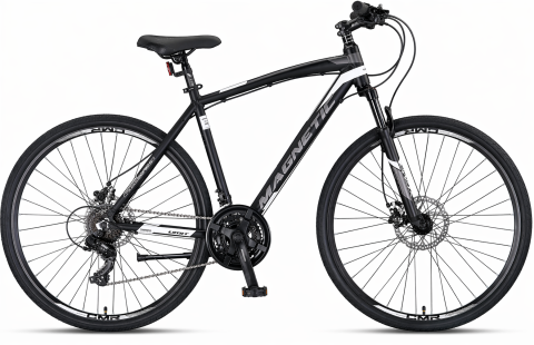 Trekking - Bicicleta Trekking Umit Magnetic M-510-21-SHIM, gri/alb, roata 28", cadru aluminiu, frana disc , 2026