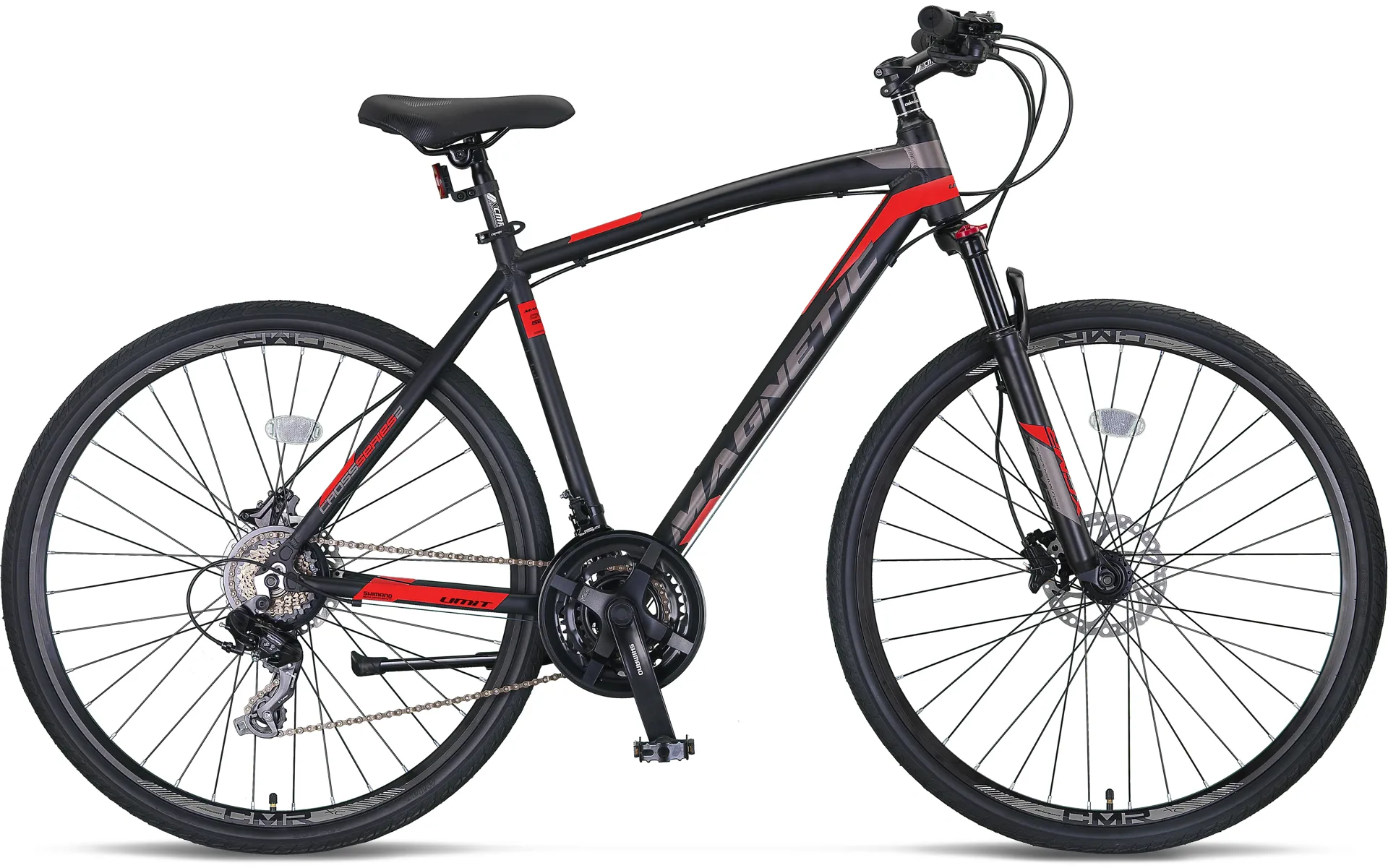 Trekking - Bicicleta Trekking Umit Magnetic M-510-21-SHIM,  negru/alb, roata 28", cadru aluminiu,frana Hidraulica, 2026