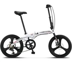 Pliabile - Bicicleta Umit Folding 2D, 6 viteze, pliabila, cadru aluminiu, roata 20", culoare alb/argintiu