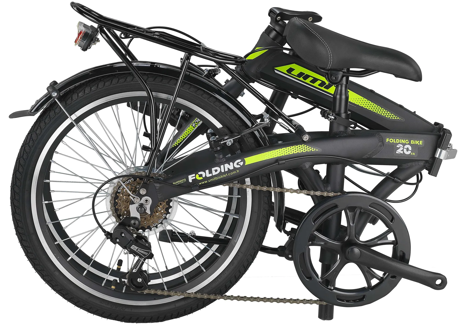 Bicicleta Umit Folding  V-Brake , 6 viteze, pliabila, cadru aluminiu, roata 20", culoare negru/portocaliu [1]