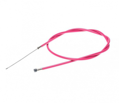 Set Cablu+Teaca - Cablu frana fata cu teaca, pentru biciclete, lungime cablu 1000mm, lungime teaca 850mm, culoare roz