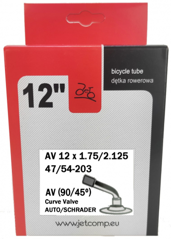 12" - 12.5" - Camera de aer biciclete JET 12"x1,75/2,125 AV-40mm 90/45°