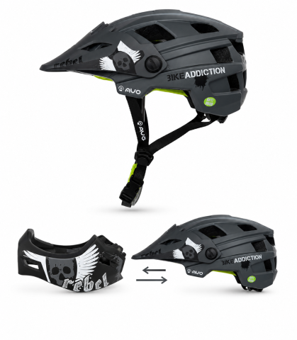 Casca bibiclete/trotinete MOON KS11 FULL FACE marime L (58-61cm) gri/negru/alb mat AVO REBEL [1]