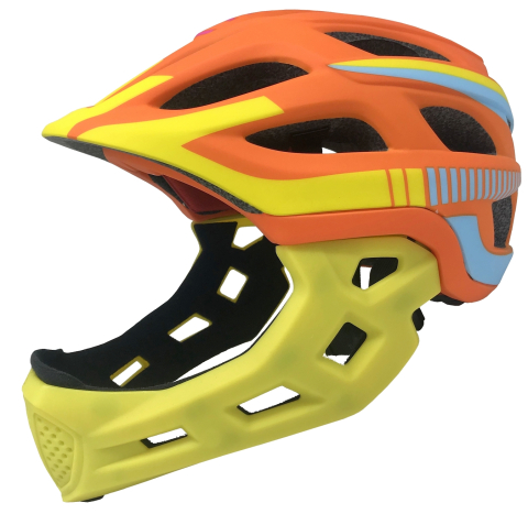 Echipamente - Casca bibiclete/trotinete PNY-49 FULLFACE portocaliu/galben/albastru MAT marime M (44-51cm) AVO
