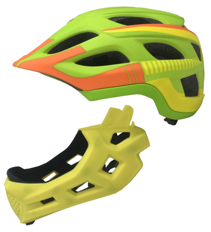 Echipamente - Casca bibiclete/trotinete PNY-49 FULLFACE verde/portocalu/galben MAT marime M (44-51cm) AVO