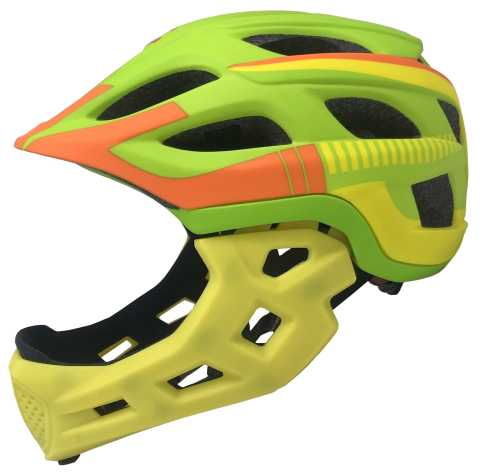 Casca bibiclete/trotinete PNY-49 FULLFACE verde/portocalu/galben MAT marime M (44-51cm) AVO [2]