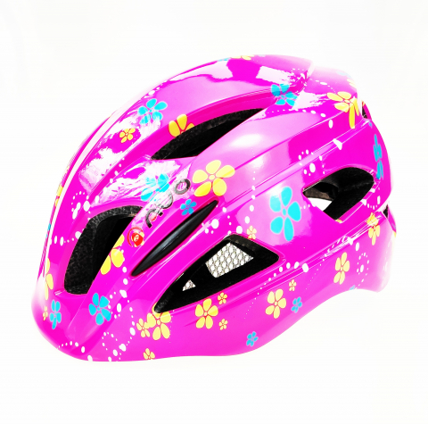 Caști - Casca biciclisti AVO-03, culoare roz, model flori, marime M (46-52cm)