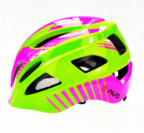 Casca biciclisti AVO-03, culoare verde/roz, marime M (46-52cm) [1]