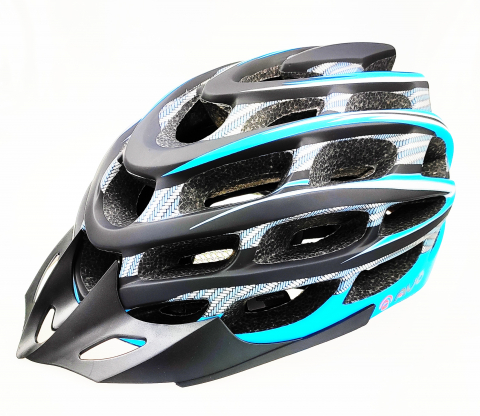 Caști - Casca biciclisti AVO-41, marime M (54-58 cm), culoare carbon/albastru