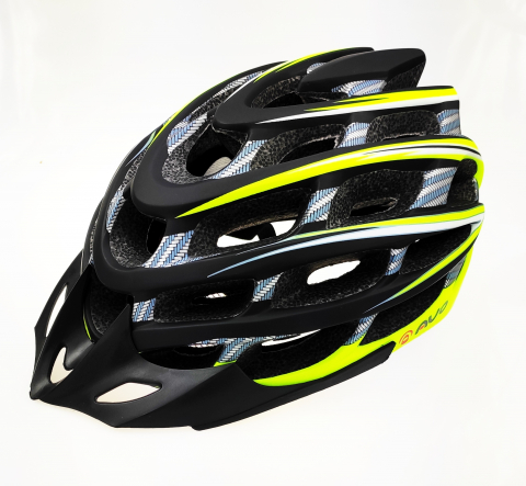 Echipamente - Casca biciclisti AVO-41, marime M (54-58 cm), culoare carbon/verde fluo