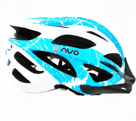 Echipamente - Casca biciclisti AVO-48, culoare alb/albastru mat, marime L (58-62cm)