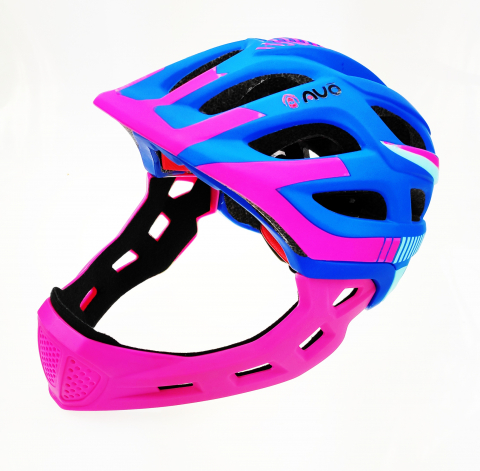 Echipamente - Casca biciclisti AVO-49, model fullface, marime L (48-56 cm), culoare albastru/roz