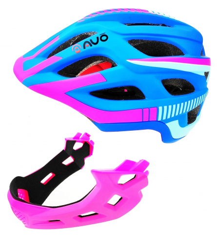 Casca biciclisti AVO-49, model fullface, marime L (48-56 cm), culoare albastru/roz [1]
