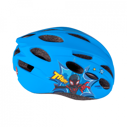 Caști - Casca biciclisti copii IN-MOLD, model Spiderman, culoare albastru, marime M(52-56cm)