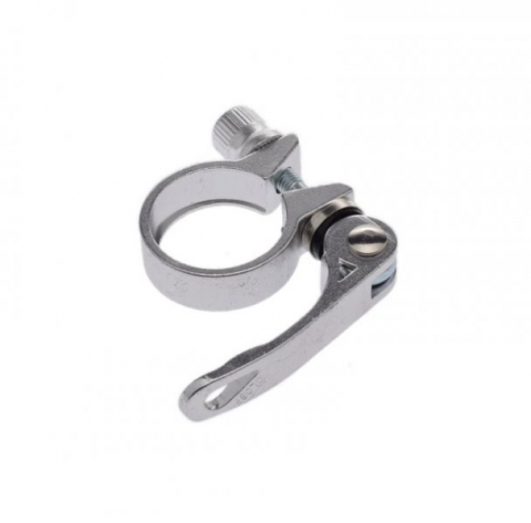 Blocare Șa - Colier tija sa, prindere rapida, 28.6mm, culoare argintiu, din aluminiu
