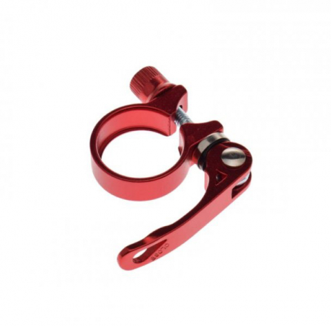 Suspensie-Cadru - Colier tija sa, prindere rapida, 28.6mm, culoare rosu, din aluminiu