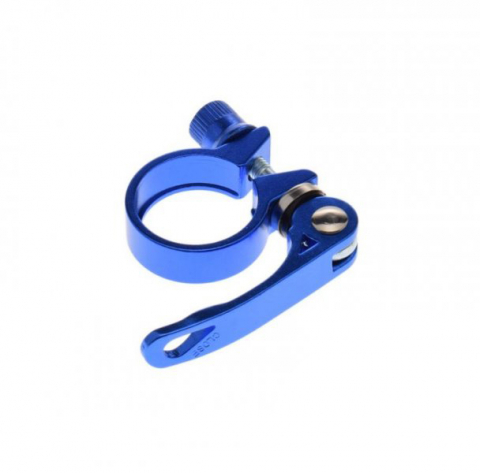 Suspensie-Cadru - Colier tija sa, prindere rapida, 34.9mm, culoare albastru, din aluminiu