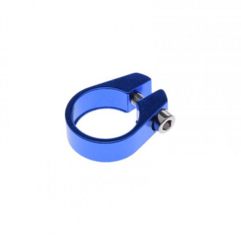 Blocare Șa - Colier tija sa, prindere surub, 28.6mm, culoare albastru, din aluminiu