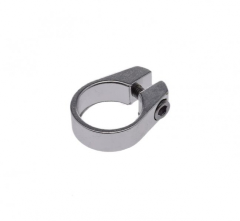Suspensie-Cadru - Colier tija sa, prindere surub, 28.6mm, culoare argintiu, din aluminiu