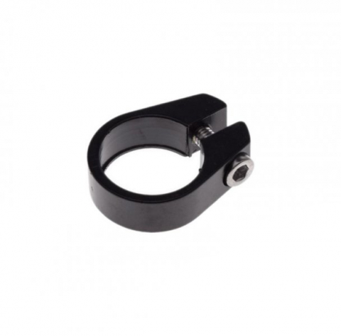 Blocare Șa - Colier tija sa, prindere surub, 31.8mm, culoare negru, din aluminiu