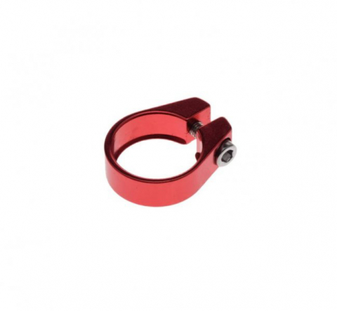 Suspensie-Cadru - Colier tija sa, prindere surub, 34.9mm, culoare rosu, din aluminiu