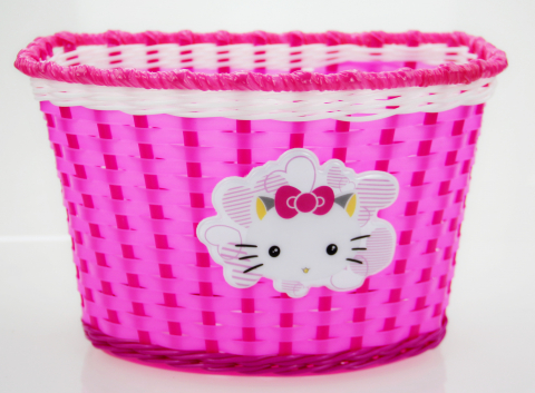 Transport-Depozitare - Cos biciclete copii HL-BS02-Kitty pentru roti 16", material plastic, culoare roz